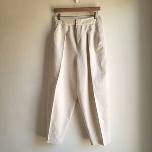 IN WEAR COPENHAGEN Baggy Pleated Ankle High Waist Cream Linen Blend Pants 8